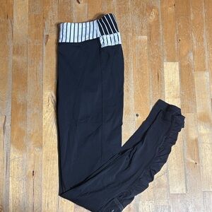 Ivivva Girls Black Leggings with Striped Waistband